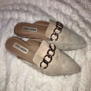 Steve Madden Suede Chain Detail Mule Flats